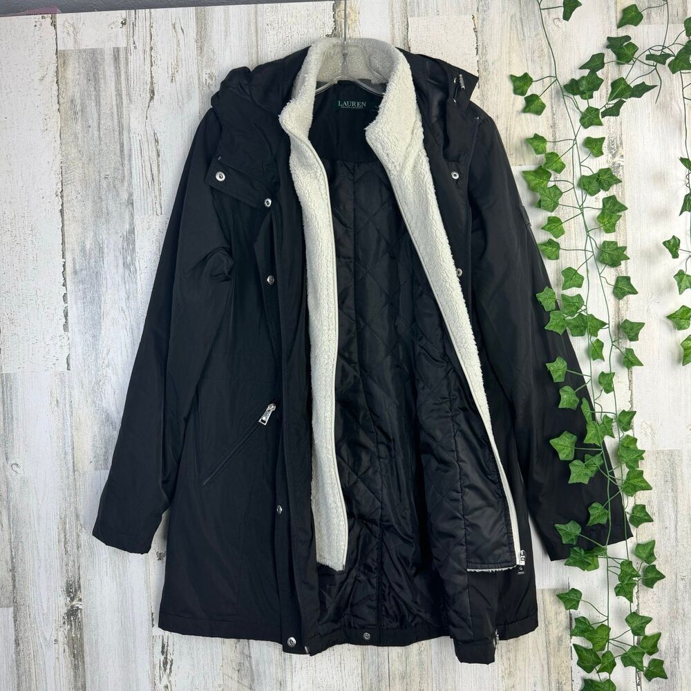 LRL Ralph Lauren Womens Black Softshell Jacket with Berber Vest Medium - Picture 5 of 9